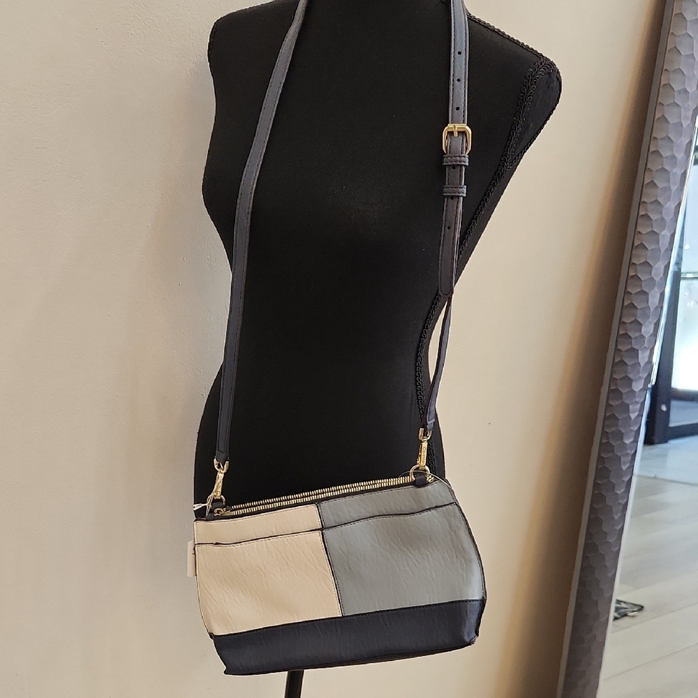 Calvin Klein Collection Black, Gray, and Cream Crossbody Bag